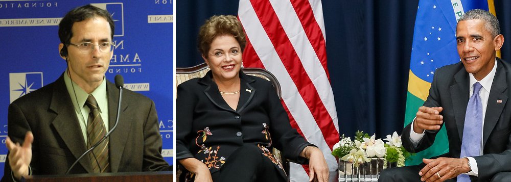 Para o presidente da Just Foreign Policy, organização norte-americana especializada em política externa, Mark Weisbrot, há poucas dúvidas sobre a posição do governo dos Estados Unidos sobre o golpe em curso no Brasil; ele comparou as pedaladas fiscais de Dilma a expedientes utilizados recentemente pelo presidente Barack Obama; "Quando os republicanos se negaram a elevar o teto da dívida, em 2013, a administração Obama recorreu a vários truques de contabilidade para adiar o prazo final no qual se alcançaria o limite. Ninguém se incomodou com isso", afirmou; "Hoje, no Brasil, a oposição é dominada por políticos favoráveis a Washington" (Foto: Aquiles Lins) Para o presidente da Just Foreign Policy, organização norte-americana especializada em política externa, Mark Weisbrot, há poucas dúvidas sobre a posição do governo dos Estados Unidos sobre o golpe em curso no Brasil; ele comparou as pedaladas fiscais de Dilma a expedientes utilizados recentemente pelo presidente Barack Obama; "Quando os republicanos se negaram a elevar o teto da dívida, em 2013, a administração Obama recorreu a vários truques de contabilidade para adiar o prazo final no qual se alcançaria o limite. Ninguém se incomodou com isso", afirmou; "Hoje, no Brasil, a oposição é dominada por políticos favoráveis a Washington"