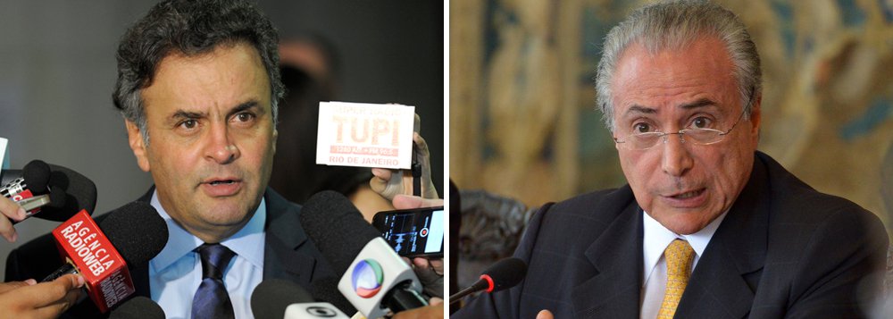 Em reunião recente com a bancada do PSDB, o presidente nacional do partido, senador Aécio Neves, defendeu que a legenda não deve discutir a participação em um possível governo do PMDB: “Nosso projeto político não é esse”, disse; segundo ele, o PSDB “é a peça-chave” para garantir a governabilidade da gestão Temer, caso o impeachment de Dilma Rousseff aconteça; a visão se contrapõe a do senador tucano José Serra, que tem trabalhado para aproximar os dois partidos e cogita até um ministério; ele também pode deixar o PSDB para se lançar à Presidência em 2018 pelo PMDB (Foto: Roberta Namour) Em reunião recente com a bancada do PSDB, o presidente nacional do partido, senador Aécio Neves, defendeu que a legenda não deve discutir a participação em um possível governo do PMDB: “Nosso projeto político não é esse”, disse; segundo ele, o PSDB “é a peça-chave” para garantir a governabilidade da gestão Temer, caso o impeachment de Dilma Rousseff aconteça; a visão se contrapõe a do senador tucano José Serra, que tem trabalhado para aproximar os dois partidos e cogita até um ministério; ele também pode deixar o PSDB para se lançar à Presidência em 2018 pelo PMDB