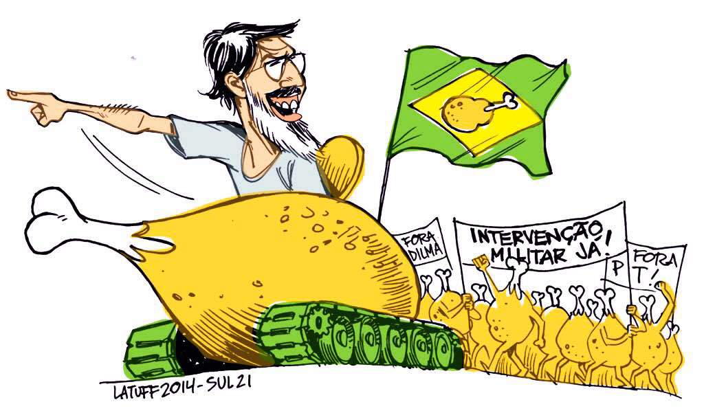 Meus primeiros clientes foram dois super heróis: um alucinado travestido de Batman e outro, de verde-amarelo, mas com as vestes do Capitão América. Coxinhas, cara, queremos coxinhas, disse o Homem-morcego (Foto: Lelê Teles) Meus primeiros clientes foram dois super heróis: um alucinado travestido de Batman e outro, de verde-amarelo, mas com as vestes do Capitão América. Coxinhas, cara, queremos coxinhas, disse o Homem-morcego