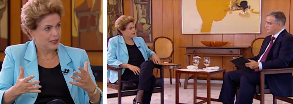 A presidente Dilma Rousseff disse nesta quarta (12), em entrevista ao jornalista Kennedy Alencar, exibida no telejornal "SBT Brasil", que não pretende deixar o cargo antes de concluir seu segundo mandato; "Jamais cogito renunciar", afirmou ela, que criticou a tentativa de tirarem do poder uma "representante legitimamente eleita pelo voto popular"; "Democracia exige respeito à instituição. Esse respeito à instituição é fundamental não é pra mim, para o meu caso, mas para todos os que vierem depois de mim", ressaltou; a presidente reconheceu que "a cultura do golpe existe ainda", mas frisou que "não há condições materiais de isso ocorrer"; questionada sobre a abertura de um processo de impeachment na Câmara, ela se recusou a responder: "Não antecipo situações deste tipo" (Foto: Valter Lima) A presidente Dilma Rousseff disse nesta quarta (12), em entrevista ao jornalista Kennedy Alencar, exibida no telejornal "SBT Brasil", que não pretende deixar o cargo antes de concluir seu segundo mandato; "Jamais cogito renunciar", afirmou ela, que criticou a tentativa de tirarem do poder uma "representante legitimamente eleita pelo voto popular"; "Democracia exige respeito à instituição. Esse respeito à instituição é fundamental não é pra mim, para o meu caso, mas para todos os que vierem depois de mim", ressaltou; a presidente reconheceu que "a cultura do golpe existe ainda", mas frisou que "não há condições materiais de isso ocorrer"; questionada sobre a abertura de um processo de impeachment na Câmara, ela se recusou a responder: "Não antecipo situações deste tipo"