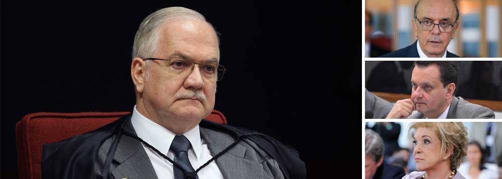 Ministro do Supremo Tribunal Federal (STF) Edson Fachin determinou o arquivamento relativo a abertura de investigações contra os ministros das relações Exteriores, José Serra, da Ciência, Tecnologia, Inovações e Comunicações, Gilberto Kassab, e da senadora Marta Suplicy (PMDB-SP); arquivamento foi pedido pelo procurador-geral da República, Rodrigo Janot, que disse não ver elementos que justificassem a abertura das investigações por improbidade administrativa durante suas administrações à frente da Prefeitura de São Paulo (Foto: Paulo Emílio) Ministro do Supremo Tribunal Federal (STF) Edson Fachin determinou o arquivamento relativo a abertura de investigações contra os ministros das relações Exteriores, José Serra, da Ciência, Tecnologia, Inovações e Comunicações, Gilberto Kassab, e da senadora Marta Suplicy (PMDB-SP); arquivamento foi pedido pelo procurador-geral da República, Rodrigo Janot, que disse não ver elementos que justificassem a abertura das investigações por improbidade administrativa durante suas administrações à frente da Prefeitura de São Paulo