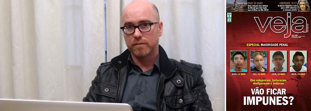 Filósofo Vladimir Safatle contesta o projeto que reduz a maioridade penal no Brasil: “Melhor seria se perguntar o que realmente quer quem apoia tal absurdo: segurança, vingança estéril ou mais um espetáculo medieval de expiação do medo, agora patrocinado por algumas revistas que compõem a maior imprensa marrom do planeta?”; uma edição da revista Veja, de junho, no intuito de promover a comoção social pela mudança na legislação penal, explorou o drama dos garotos pobres acusados de um estupro coletivo no Piauí (Foto: Roberta Namour) Filósofo Vladimir Safatle contesta o projeto que reduz a maioridade penal no Brasil: “Melhor seria se perguntar o que realmente quer quem apoia tal absurdo: segurança, vingança estéril ou mais um espetáculo medieval de expiação do medo, agora patrocinado por algumas revistas que compõem a maior imprensa marrom do planeta?”; uma edição da revista Veja, de junho, no intuito de promover a comoção social pela mudança na legislação penal, explorou o drama dos garotos pobres acusados de um estupro coletivo no Piauí