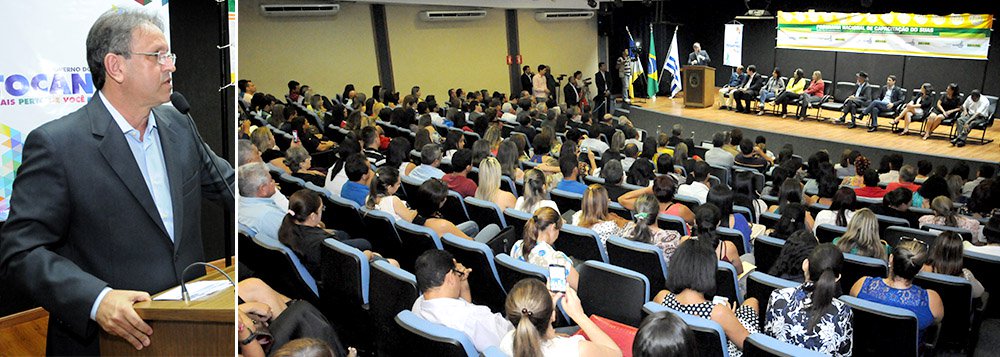 Governador Marcelo Miranda (PMDB) ressaltou nesta sexta-feira, 15, a importância de ter um servidor público qualificado, durante lançamento do Programa Nacional de Capacitação do Sistema Único de Assistência Social (CapacitaSUAS Tocantins); evento foi no Palácio Araguaia e contou com a presença de autoridades municipais, estaduais e federais; "Em pouco tempo de governo temos trabalhando diuturnamente para não faltar com os compromissos que temos assumido. Estamos plantando e tenho certeza que num futuro próximo colheremos bons frutos", frisou; CapacitaSUAS são capacitações que serão realizadas entre maio a outubro de 2015, e beneficiará 725 alunos entre gestores, trabalhadores e conselheiros do Sistema Único de Assistência Social (SUAS)
(Foto: Aquiles Lins) Governador Marcelo Miranda (PMDB) ressaltou nesta sexta-feira, 15, a importância de ter um servidor público qualificado, durante lançamento do Programa Nacional de Capacitação do Sistema Único de Assistência Social (CapacitaSUAS Tocantins); evento foi no Palácio Araguaia e contou com a presença de autoridades municipais, estaduais e federais; "Em pouco tempo de governo temos trabalhando diuturnamente para não faltar com os compromissos que temos assumido. Estamos plantando e tenho certeza que num futuro próximo colheremos bons frutos", frisou; CapacitaSUAS são capacitações que serão realizadas entre maio a outubro de 2015, e beneficiará 725 alunos entre gestores, trabalhadores e conselheiros do Sistema Único de Assistência Social (SUAS)