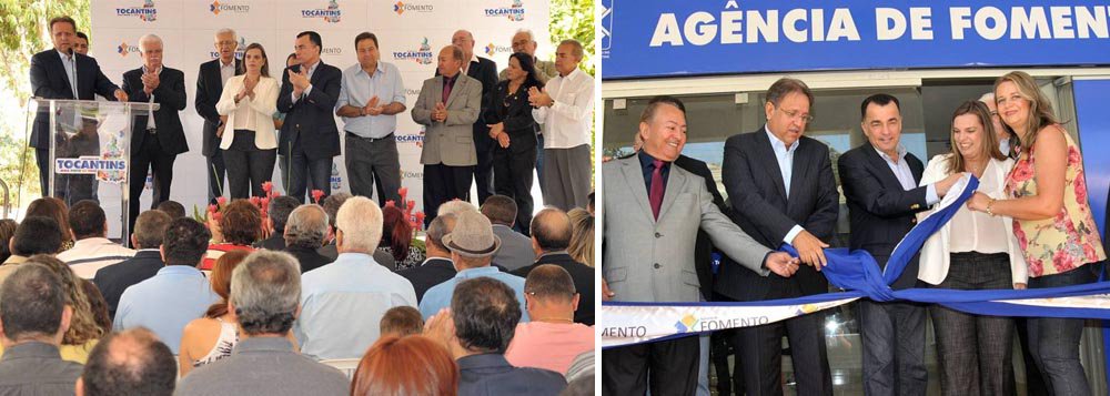 Acompanhado de líderes políticos de várias regiões do estado, o governador Marcelo Miranda (PMDB) inaugurou nesta sexta-feira, 14, as novas instalações da da Agência de Fomento do Estado, em Palmas; na ocasião, o governador assinou termo de liberação de linha de crédito para aquisição de veículos e renovação da frota de táxis de todo o estado; financiamento pode chegar a 100% do valor do veículo, com juros subsidiados pelo governo; "É hora de uma agenda positiva para o Brasil e a economia tocantinense vai transformar desafios em vitórias coletivas dos empreendedores do nosso Estado", afirmou (Foto: Aquiles Lins) Acompanhado de líderes políticos de várias regiões do estado, o governador Marcelo Miranda (PMDB) inaugurou nesta sexta-feira, 14, as novas instalações da da Agência de Fomento do Estado, em Palmas; na ocasião, o governador assinou termo de liberação de linha de crédito para aquisição de veículos e renovação da frota de táxis de todo o estado; financiamento pode chegar a 100% do valor do veículo, com juros subsidiados pelo governo; "É hora de uma agenda positiva para o Brasil e a economia tocantinense vai transformar desafios em vitórias coletivas dos empreendedores do nosso Estado", afirmou