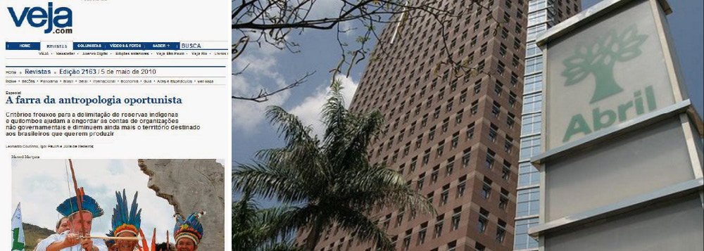 O Ministério Público Federal foi atendido pelo Tribunal Regional Federal da 3ª Região em uma ação contra a Abril, responsável pela revista Veja, e a ação civil pública por danos morais coletivos que tramita na 26ª Vara Cível Federal, na capital paulistana, será retomada; a Procuradoria pede que a editora desembolse R$ 1 milhão em reparação a uma reportagem publicada por Veja em maio de 2010, discriminando minorias étnicas; o texto, na visão da Procuradoria, baseou-se em informações distorcidas e expressões injuriosas para criticar o processo de demarcação de reservas destinadas a grupos indígenas e quilombolas (Foto: Valter Lima) O Ministério Público Federal foi atendido pelo Tribunal Regional Federal da 3ª Região em uma ação contra a Abril, responsável pela revista Veja, e a ação civil pública por danos morais coletivos que tramita na 26ª Vara Cível Federal, na capital paulistana, será retomada; a Procuradoria pede que a editora desembolse R$ 1 milhão em reparação a uma reportagem publicada por Veja em maio de 2010, discriminando minorias étnicas; o texto, na visão da Procuradoria, baseou-se em informações distorcidas e expressões injuriosas para criticar o processo de demarcação de reservas destinadas a grupos indígenas e quilombolas