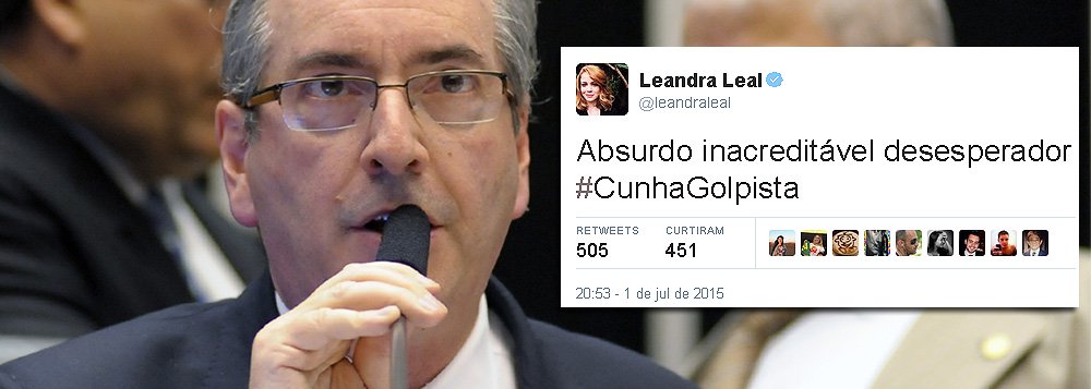 Internautas usaram a hashtag Cunha Golpista para criticar manobra da Câmara que aprovou a redução da maioridade penal; entre os famosos, a atriz Leandra Leal comentou sua indignação: "Absurdo inacreditável desesperador #CunhaGolpista"; Daniela Mercury também se declarou "chocada": "Que absurdo! Aprovaram a redução da maioridade na calada da noite" (Foto: Roberta Namour) Internautas usaram a hashtag Cunha Golpista para criticar manobra da Câmara que aprovou a redução da maioridade penal; entre os famosos, a atriz Leandra Leal comentou sua indignação: "Absurdo inacreditável desesperador #CunhaGolpista"; Daniela Mercury também se declarou "chocada": "Que absurdo! Aprovaram a redução da maioridade na calada da noite"