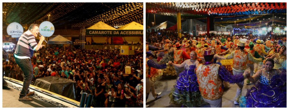 De sexta (26) até a próxima segunda (29), Dia de São Pedro, a programação dos festejos juninos em Sergipe é turbinada com uma programação variada em diversos municípios; as festas acontecem em Aracaju, Areia Branca, Estância, Nossa Senhora do Socorro e Frei Paulo; entre as atrações Dorgival Dantas, Saia Rodada, Aviões do Forró, Gabriel Diniz, Elba Ramalho, Wesley Safadão, Calcinha Preta, Fogo na Saia, Cavaleiros do Forró e Calypso (Foto: Valter Lima) De sexta (26) até a próxima segunda (29), Dia de São Pedro, a programação dos festejos juninos em Sergipe é turbinada com uma programação variada em diversos municípios; as festas acontecem em Aracaju, Areia Branca, Estância, Nossa Senhora do Socorro e Frei Paulo; entre as atrações Dorgival Dantas, Saia Rodada, Aviões do Forró, Gabriel Diniz, Elba Ramalho, Wesley Safadão, Calcinha Preta, Fogo na Saia, Cavaleiros do Forró e Calypso