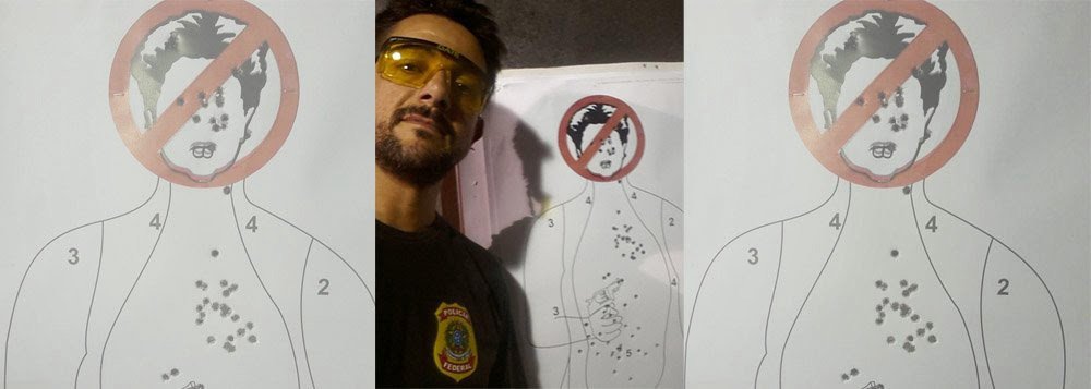 Agente Danilo Mascarenhas Balas foi suspenso por quatro dias por ter utilizado uma caricatura da presidente Dilma Rousseff como alvo para treinar disparos de arma de fogo e, em seguida, postar a imagem da presidente crivada de balas nas redes sociais (Foto: Paulo Emílio) Agente Danilo Mascarenhas Balas foi suspenso por quatro dias por ter utilizado uma caricatura da presidente Dilma Rousseff como alvo para treinar disparos de arma de fogo e, em seguida, postar a imagem da presidente crivada de balas nas redes sociais