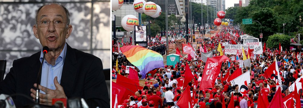 Presidente do PT divulgou um vídeo no qual chama aliados para um "grande agito" a ser realizado em diversas cidades no próximo dia 31, terça-feira; manifestação seguirá, segundo Rui Falcão, as mesmas bandeiras defendidas no último dia 13, em protesto da CUT, UNE e MST em 23 Estados, exaltando a presidente Dilma, realizando discursos "contra a privatização" da Petrobras e ataques aos grupos que pedem o impeachment (Foto: Gisele Federicce) Presidente do PT divulgou um vídeo no qual chama aliados para um "grande agito" a ser realizado em diversas cidades no próximo dia 31, terça-feira; manifestação seguirá, segundo Rui Falcão, as mesmas bandeiras defendidas no último dia 13, em protesto da CUT, UNE e MST em 23 Estados, exaltando a presidente Dilma, realizando discursos "contra a privatização" da Petrobras e ataques aos grupos que pedem o impeachment