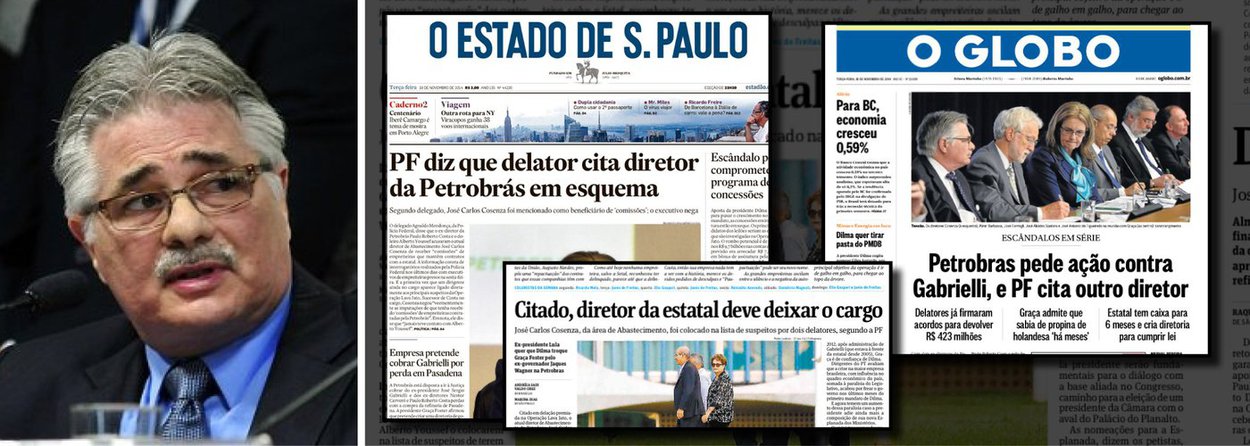 Citado na Operação Lava Jato por erro da Polícia Federal, o atual diretor de abastecimento da Petrobras, José Carlos Cosenza foi massacrado; ganhou as manchetes principais do Estado de S. Paulo e de O Globo e, nesta quarta-feira, foi "demitido" pela Folha de S. Paulo; agora, um delegado assume que o nome dele foi incluído na operação por erro; é o mesmo delegado que, nas redes sociais, havia chamado o ex-presidente Lula de "anta"; qual é a reparação justa para José Carlos Cosenza? (Foto: Leonardo Attuch) Citado na Operação Lava Jato por erro da Polícia Federal, o atual diretor de abastecimento da Petrobras, José Carlos Cosenza foi massacrado; ganhou as manchetes principais do Estado de S. Paulo e de O Globo e, nesta quarta-feira, foi "demitido" pela Folha de S. Paulo; agora, um delegado assume que o nome dele foi incluído na operação por erro; é o mesmo delegado que, nas redes sociais, havia chamado o ex-presidente Lula de "anta"; qual é a reparação justa para José Carlos Cosenza?