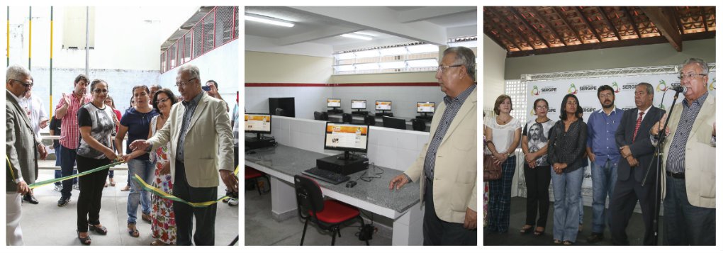 O governador de Sergipe, Jackson Barreto, inaugurou quatro escolas que foram totalmente reformadas e ampliadas em Aracaju e ainda visitou as obras do Instituto de Educação Ruy Barbosa (Ierb); foram entregues à comunidade estudantil as Escolas Estaduais: 11 de Agosto, no bairro Getúlio Vargas; Governador Augusto Franco, no bairro Santos Dumont; Alceu Amoroso Lima, no bairro Aeroporto e Manoel Dionísio de Santana, no Mosqueiro; investimento ultrapassou os R$ 7 milhões (Foto: Valter Lima) O governador de Sergipe, Jackson Barreto, inaugurou quatro escolas que foram totalmente reformadas e ampliadas em Aracaju e ainda visitou as obras do Instituto de Educação Ruy Barbosa (Ierb); foram entregues à comunidade estudantil as Escolas Estaduais: 11 de Agosto, no bairro Getúlio Vargas; Governador Augusto Franco, no bairro Santos Dumont; Alceu Amoroso Lima, no bairro Aeroporto e Manoel Dionísio de Santana, no Mosqueiro; investimento ultrapassou os R$ 7 milhões