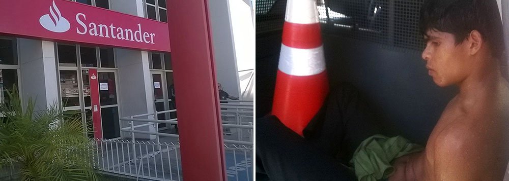 Cerca de 8 homens fortemente armados invadiram a agência do Banco Santander, no Centro de Maceió, renderam funcionários, clientes, seguranças e fugiram com malotes de dinheiro; um suspeito foi preso com dois revólveres calibre 38 (um pertencente a ele e o outro roubado do vigilante) (Foto: Voney Malta) Cerca de 8 homens fortemente armados invadiram a agência do Banco Santander, no Centro de Maceió, renderam funcionários, clientes, seguranças e fugiram com malotes de dinheiro; um suspeito foi preso com dois revólveres calibre 38 (um pertencente a ele e o outro roubado do vigilante)