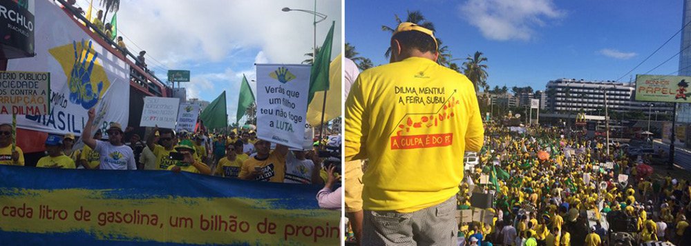 Número foi estimado pela Polícia Militar; no segundo protesto contra a presidente em Alagoas, os manifestantes pediram que Dilma deixe o cargo em decorrência das denúncias de corrupção (Foto: Gisele Federicce) Número foi estimado pela Polícia Militar; no segundo protesto contra a presidente em Alagoas, os manifestantes pediram que Dilma deixe o cargo em decorrência das denúncias de corrupção