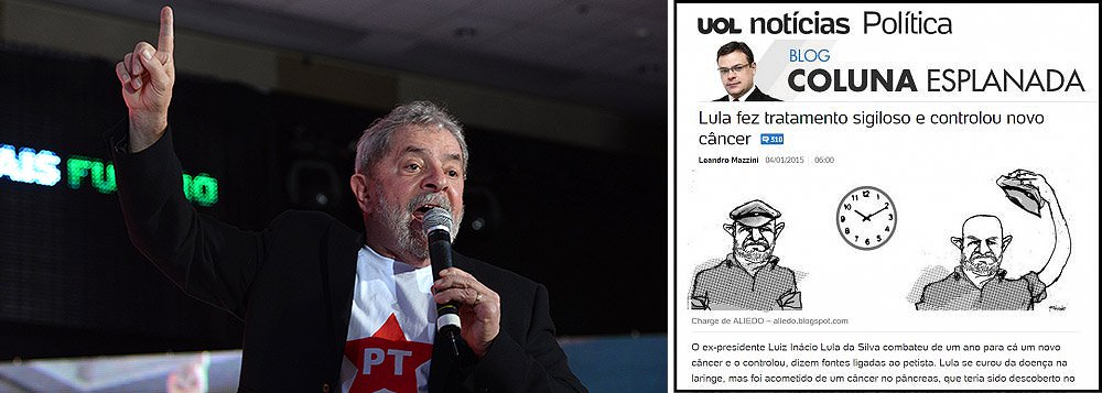 Ex-presidente Lula entrou com uma interpelação judicial contra o jornalista Leandro Mazzini, no Fórum Criminal de SP, por publicar em sua coluna a falsa notícia de que ele teria feito um tratamento sigiloso no Hospital Sírio-Libanês contra um câncer no pâncreas no início de 2014; ele pede ainda esclarecimentos sobre dados como o suposto uso do medicamento Bevacizumab; informação do UOL foi reproduzida nos veículos do Grupo Folha; Instituto Lula classificou o texto de Mazzini como 'peça de ficção' (Foto: Roberta Namour) www.brasil247.com - Ex-presidente Lula entrou com uma interpelação judicial contra o jornalista Leandro Mazzini, no Fórum Criminal de SP, por publicar em sua coluna a falsa notícia de que ele teria feito um tratamento sigiloso no Hospital Sírio-Libanês contra um câncer no pâncreas no início de 2014; ele pede ainda esclarecimentos sobre dados como o suposto uso do medicamento Bevacizumab; informação do UOL foi reproduzida nos veículos do Grupo Folha; Instituto Lula classificou o texto de Mazzini como 'peça de ficção'