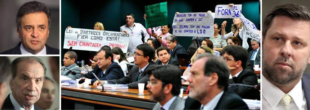 Partido presidido pelo senador Aécio Neves aciona o Supremo para tentar impedir que o governo altere o cálculo da meta fiscal; projeto vai ao plenário do Senado nesta tarde; ação foi apresentada no STF pelo deputado Carlos Sampaio, responsável pela área jurídica do PSDB; senador Aloysio Nunes disse ontem que, caso a presidente Dilma não cumpra a meta, pode sofrer impeachment; cúpula tucana decidiu manter obstrução a todas as tentativas para aprovar a alteração da LDO no Congresso; texto foi aprovado na Comissão Mista do Orçamento nesta madrugada, sob gritos de revolta (Foto: Gisele Federicce) Partido presidido pelo senador Aécio Neves aciona o Supremo para tentar impedir que o governo altere o cálculo da meta fiscal; projeto vai ao plenário do Senado nesta tarde; ação foi apresentada no STF pelo deputado Carlos Sampaio, responsável pela área jurídica do PSDB; senador Aloysio Nunes disse ontem que, caso a presidente Dilma não cumpra a meta, pode sofrer impeachment; cúpula tucana decidiu manter obstrução a todas as tentativas para aprovar a alteração da LDO no Congresso; texto foi aprovado na Comissão Mista do Orçamento nesta madrugada, sob gritos de revolta