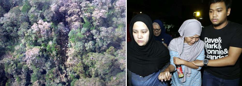 Dois aviões de reconhecimento localizaram os destroços da aeronave, um modelo ATR 42 da Trigana Air, perto da Catarata Oksop, na zona das montanhas de Bintang, cujo centro administrativo é Oksibil, segundo a agência Antara; aeronave desapareceu com 54 pessoas a bordo (Foto: Roberta Namour) Dois aviões de reconhecimento localizaram os destroços da aeronave, um modelo ATR 42 da Trigana Air, perto da Catarata Oksop, na zona das montanhas de Bintang, cujo centro administrativo é Oksibil, segundo a agência Antara; aeronave desapareceu com 54 pessoas a bordo