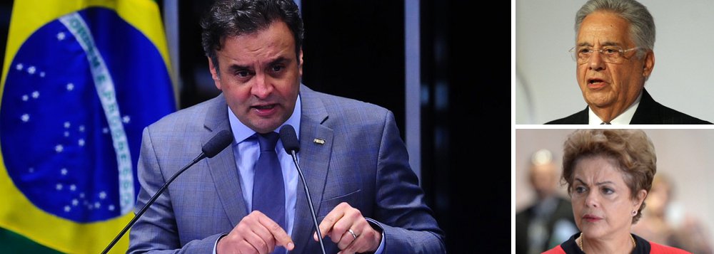 Segundo o presidente do partido, senador Aécio Neves, "na próxima semana, o PSDB começa a veicular inserções de 30 segundos convocando 'os indignados' com a crise a participar da manifestação nacional marcada pelos movimentos de rua, para o dia 16 de agosto"; ato pedirá o impeachment da presidente Dilma Rousseff, como já fez em outras ocasiões; Aécio, que chegou a ser chamado de traidor por esses ativistas, agora entrou de cabeça na causa; ele também rechaçou qualquer hipótese de diálogo com o governo; "Fernando Henrique deu o tom certo: quem pariu Mateus que o embale. Não nos culpem"; mesmo convidando para o golpe, presidente do PSDB disse que "se um dia tiver a oportunidade de ser presidente da República, será unicamente pelo caminho do voto, não por outra saída qualquer" (Foto: Gisele Federicce) Segundo o presidente do partido, senador Aécio Neves, "na próxima semana, o PSDB começa a veicular inserções de 30 segundos convocando 'os indignados' com a crise a participar da manifestação nacional marcada pelos movimentos de rua, para o dia 16 de agosto"; ato pedirá o impeachment da presidente Dilma Rousseff, como já fez em outras ocasiões; Aécio, que chegou a ser chamado de traidor por esses ativistas, agora entrou de cabeça na causa; ele também rechaçou qualquer hipótese de diálogo com o governo; "Fernando Henrique deu o tom certo: quem pariu Mateus que o embale. Não nos culpem"; mesmo convidando para o golpe, presidente do PSDB disse que "se um dia tiver a oportunidade de ser presidente da República, será unicamente pelo caminho do voto, não por outra saída qualquer"