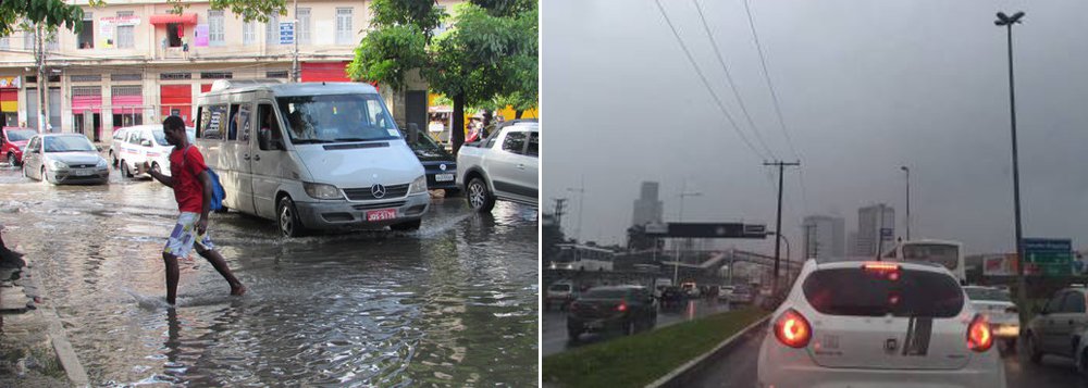 Diante da chuva forte que cai em Salvador desde a madrugada, o diretor-geral da Defesa Civil (Codesal), Álvaro da Silveira Filho, pede que as famílias deixem as áreas de risco; "Nesse momento de chuva, saia da sua residência aquela que reside em área de risco. Saia do seu imóvel. A prefeitura está dando abrigos, auxílio-aluguel. Aumentamos o efetivo para fiscalizar. Chegam denúncias de que as pessoas não saíram das áreas de risco", disse Álvaro Filho em entrevista à rádio Metrópole; divulgado às 7h30, o último balanço da Defesa Civil tem registro de 19 ocorrências (Foto: Romulo Faro) Diante da chuva forte que cai em Salvador desde a madrugada, o diretor-geral da Defesa Civil (Codesal), Álvaro da Silveira Filho, pede que as famílias deixem as áreas de risco; "Nesse momento de chuva, saia da sua residência aquela que reside em área de risco. Saia do seu imóvel. A prefeitura está dando abrigos, auxílio-aluguel. Aumentamos o efetivo para fiscalizar. Chegam denúncias de que as pessoas não saíram das áreas de risco", disse Álvaro Filho em entrevista à rádio Metrópole; divulgado às 7h30, o último balanço da Defesa Civil tem registro de 19 ocorrências