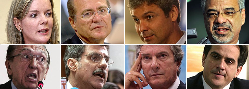 Além de Gleisi Hoffmann (PT-PR) e Renan Calheiros (PMDB), mais seis nomes de senadores foram incluídos na lista de pedidos de inquérito ao STF enviada pelo procurador-geral da República, Rodrigo Janot: são eles: Lindbergh Farias (PT-RJ), Humberto Costa (PT-PE), Romero Jucá (PMDB-RR), Edison Lobão (PMDB-MA), Fernando Collor (PTB-AL) e Ciro Nogueira (PP-PI) (Foto: Roberta Namour) Além de Gleisi Hoffmann (PT-PR) e Renan Calheiros (PMDB), mais seis nomes de senadores foram incluídos na lista de pedidos de inquérito ao STF enviada pelo procurador-geral da República, Rodrigo Janot: são eles: Lindbergh Farias (PT-RJ), Humberto Costa (PT-PE), Romero Jucá (PMDB-RR), Edison Lobão (PMDB-MA), Fernando Collor (PTB-AL) e Ciro Nogueira (PP-PI)