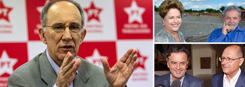 Em entrevista à jornalista Tereza Cruvinel, colunista do 247, o presidente nacional do PT, Rui Falcão, afirma que a oposição ainda não desceu do palanque por medo de sofrer a quinta derrota consecutiva daqui a quatro anos; "A reeleição da presidente Dilma mostrou que a população reconhece e aprova os 12 anos de transformação pelas quais o Brasil vem passando desde a primeira eleição do ex-presidente Lula, em 2002. E teme que um segundo governo da presidente Dilma, ainda melhor do que o primeiro, crie uma perspectiva de continuidade em 2018", diz ele; Falcão afirma ainda que a postura agressiva do senador Aécio Neves pode ser explicada pela interna, no PSDB, com Geraldo Alckmin, para definir quem será o candidato tucano (Foto: Ana Pupulin) Em entrevista à jornalista Tereza Cruvinel, colunista do 247, o presidente nacional do PT, Rui Falcão, afirma que a oposição ainda não desceu do palanque por medo de sofrer a quinta derrota consecutiva daqui a quatro anos; "A reeleição da presidente Dilma mostrou que a população reconhece e aprova os 12 anos de transformação pelas quais o Brasil vem passando desde a primeira eleição do ex-presidente Lula, em 2002. E teme que um segundo governo da presidente Dilma, ainda melhor do que o primeiro, crie uma perspectiva de continuidade em 2018", diz ele; Falcão afirma ainda que a postura agressiva do senador Aécio Neves pode ser explicada pela interna, no PSDB, com Geraldo Alckmin, para definir quem será o candidato tucano