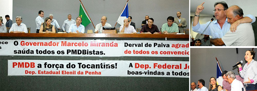 Graças a um acordo entre o grupo liderado pela ministra da Agricultura, Kátia Abreu, e os filiados mais próximos ao governador Marcelo Miranda, o ex-vice-prefeito de Palmas Derval de Paiva foi eleito nesta sexta-feira, 15, presidente do partido no estado; a deputada federal Josi Nunes ficou com a vice-presidência e Paulo Lima, empresário historicamente ligado a Kátia, assumiu a secretaria geral da legenda; novo presidente do PMDB afirmou que agora o partido segue unido para as eleições de 2016. "Achamos o caminho da paz após alguns atritos e o importante é que foi possível chegar a alguns acordos e a junção está feita. O partido está aprumado e no rumo certo", afirmou; para o governador Marcelo Miranda, o "verdadeiro PMDB" voltou (Foto: Aquiles Lins) Graças a um acordo entre o grupo liderado pela ministra da Agricultura, Kátia Abreu, e os filiados mais próximos ao governador Marcelo Miranda, o ex-vice-prefeito de Palmas Derval de Paiva foi eleito nesta sexta-feira, 15, presidente do partido no estado; a deputada federal Josi Nunes ficou com a vice-presidência e Paulo Lima, empresário historicamente ligado a Kátia, assumiu a secretaria geral da legenda; novo presidente do PMDB afirmou que agora o partido segue unido para as eleições de 2016. "Achamos o caminho da paz após alguns atritos e o importante é que foi possível chegar a alguns acordos e a junção está feita. O partido está aprumado e no rumo certo", afirmou; para o governador Marcelo Miranda, o "verdadeiro PMDB" voltou