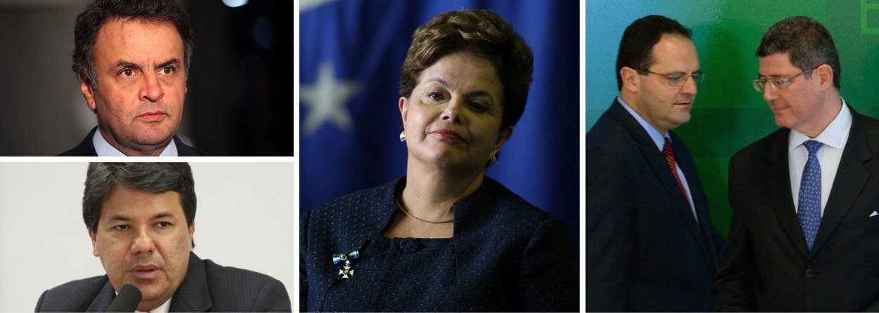 A oposição criticou a nova equipe econômica do governo Dilma Rousseff, anunciada nesta quinta (27); o senador Aécio Neves (PSDB) considerou a escolha uma tentativa de acalmar o mercado financeiro; no entanto, avalia Aécio, outras manobras fiscais da presidente acabam levando o país ao descrédito, caso da tentativa de rever a meta de superávit para este ano; o líder do DEM na Câmara, Mendonça Filho considerou que as escolhas de Dilma representam o oposto do que ela prometeu ao longo da campanha eleitoral (Foto: Valter Lima) A oposição criticou a nova equipe econômica do governo Dilma Rousseff, anunciada nesta quinta (27); o senador Aécio Neves (PSDB) considerou a escolha uma tentativa de acalmar o mercado financeiro; no entanto, avalia Aécio, outras manobras fiscais da presidente acabam levando o país ao descrédito, caso da tentativa de rever a meta de superávit para este ano; o líder do DEM na Câmara, Mendonça Filho considerou que as escolhas de Dilma representam o oposto do que ela prometeu ao longo da campanha eleitoral