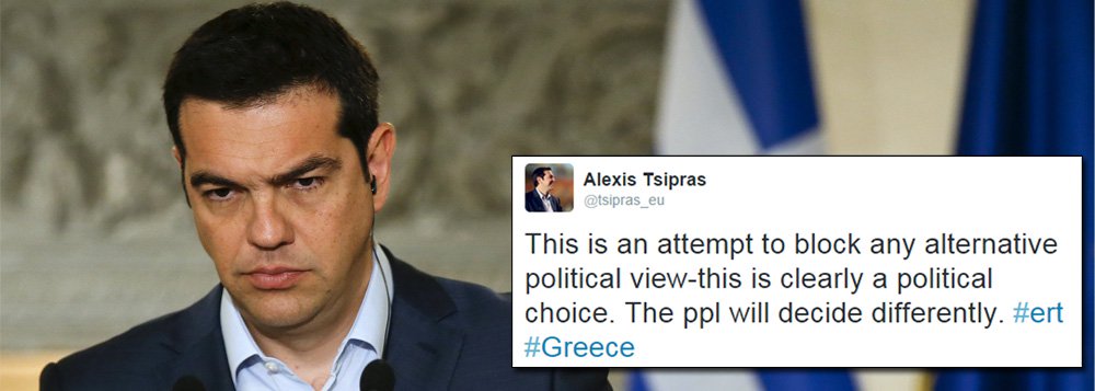 ""Nosso objetivo é mudar a dinâmica de poder. Nossa prioridade é cumprir os nossos compromissos eleitorais", escreveu o primeiro-ministro grego, Alexis Tsipras, que foi ao Twitter pouco depois da notícia de que a Grécia não pagará a parcela de 1,6 bilhão de euros em empréstimos do FMI nesta terça-feira; "Nós temos justiça do nosso lado. Se pudermos superar o medo, então não há nada a temer", acrescentou (Foto: Gisele Federicce) ""Nosso objetivo é mudar a dinâmica de poder. Nossa prioridade é cumprir os nossos compromissos eleitorais", escreveu o primeiro-ministro grego, Alexis Tsipras, que foi ao Twitter pouco depois da notícia de que a Grécia não pagará a parcela de 1,6 bilhão de euros em empréstimos do FMI nesta terça-feira; "Nós temos justiça do nosso lado. Se pudermos superar o medo, então não há nada a temer", acrescentou