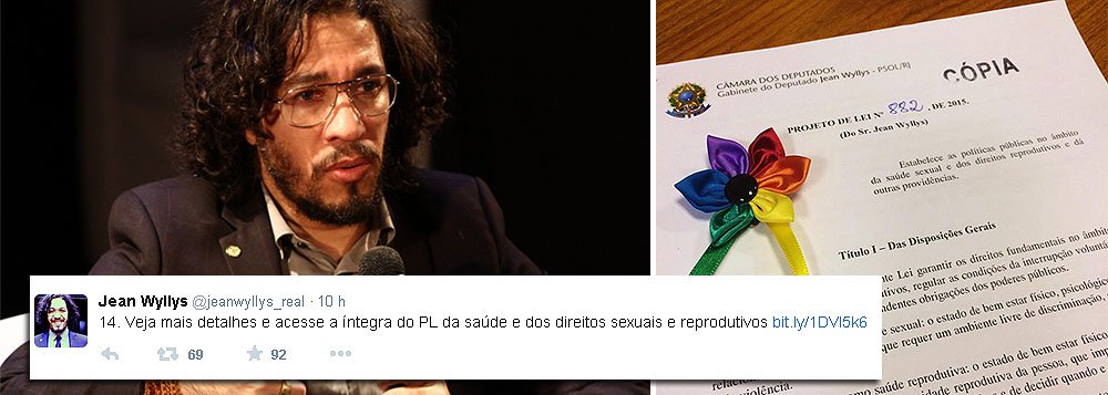 "Precisamos tornar essa pauta uma política pública, independente de ser contra ou a favor da interrupção voluntária da gravidez indesejada", defendeu o deputado Jean Wyllys (PSOL-RJ) no Twitter; Pelo texto, o Estado "garantirá o direito à reprodução consciente e responsável, reconhecendo o valor social da maternidade na garantia da vida humana, e promoverá o exercício pleno dos direitos sexuais e reprodutivos de toda a população, entendendo-se que a interrupção voluntária da gravidez não constitui um instrumento de controle de natalidade" (Foto: Roberta Namour) "Precisamos tornar essa pauta uma política pública, independente de ser contra ou a favor da interrupção voluntária da gravidez indesejada", defendeu o deputado Jean Wyllys (PSOL-RJ) no Twitter; Pelo texto, o Estado "garantirá o direito à reprodução consciente e responsável, reconhecendo o valor social da maternidade na garantia da vida humana, e promoverá o exercício pleno dos direitos sexuais e reprodutivos de toda a população, entendendo-se que a interrupção voluntária da gravidez não constitui um instrumento de controle de natalidade"