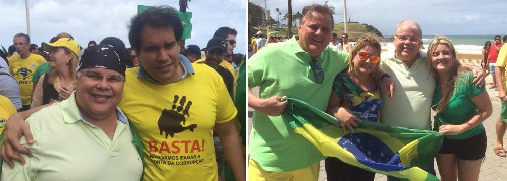 Vice-líder do PMDB na Câmara, o baiano Lúcio Vieira Lima comentou as manifestações de domingo concluiu que a sensação é de que "o povo cansou, não aguenta mais"; "A Dilma, até a semana passada, me parecia que ela andava sozinha no palácio com a faixa presidencial olhando para o espelho e esperando o dia amanhecer para dar seu passeio de bicicleta. Hoje ela não cuida da economia e não é uma articuladora política. A única coisa que ela faz hoje é vetar, principalmente aquilo que for em favor da população", disse o deputado, que participou do protesto em Salvador (Foto: Romulo Faro) Vice-líder do PMDB na Câmara, o baiano Lúcio Vieira Lima comentou as manifestações de domingo concluiu que a sensação é de que "o povo cansou, não aguenta mais"; "A Dilma, até a semana passada, me parecia que ela andava sozinha no palácio com a faixa presidencial olhando para o espelho e esperando o dia amanhecer para dar seu passeio de bicicleta. Hoje ela não cuida da economia e não é uma articuladora política. A única coisa que ela faz hoje é vetar, principalmente aquilo que for em favor da população", disse o deputado, que participou do protesto em Salvador