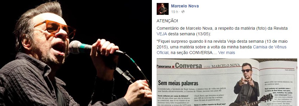 Revista publica "entrevista" com perguntas que não fez ao músico e atribui a ele frase que não foi dita; Marcelo Nova chamou publicação de "abordagem amadora" e questionou no Facebook: "A quem interessa esse tipo de mentira barata?"; para o blog Cafezinho, de Miguel do Rosário, "a Veja acaba de oferecer nova contribuição ao jornalismo boimate" (Foto: Gisele Federicce) Revista publica "entrevista" com perguntas que não fez ao músico e atribui a ele frase que não foi dita; Marcelo Nova chamou publicação de "abordagem amadora" e questionou no Facebook: "A quem interessa esse tipo de mentira barata?"; para o blog Cafezinho, de Miguel do Rosário, "a Veja acaba de oferecer nova contribuição ao jornalismo boimate"