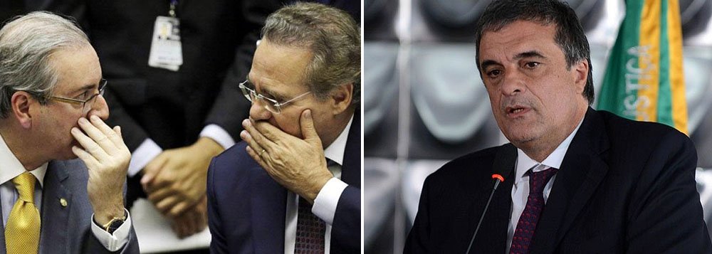 Caciques do PMDB, principal aliado do governo no Congresso, negociam com os oposicionistas a quebra do sigilo telefônico do ministro da Justiça, José Eduardo Cardozo, no âmbito da CPI da Petrobras; parte da legenda acredita que Cardozo teria influenciado o procurador-geral da República, Rodrigo Janot, a pedir investigação contra o presidente do Senado, Renan Calheiros (PMDB-AL), e da Câmara, Eduardo Cunha; os dois nomes aparecem na lista de políticos suspeitos na Lava Jato apresentada por Janot, acusados de terem recebido propina no esquema de corrupção; o impasse no pedido está na tentativa do PMDB de também quebrar o sigilo do procurador-geral, enquanto a oposição quer apenas focar em Cardozo (Foto: Paulo Emílio) Caciques do PMDB, principal aliado do governo no Congresso, negociam com os oposicionistas a quebra do sigilo telefônico do ministro da Justiça, José Eduardo Cardozo, no âmbito da CPI da Petrobras; parte da legenda acredita que Cardozo teria influenciado o procurador-geral da República, Rodrigo Janot, a pedir investigação contra o presidente do Senado, Renan Calheiros (PMDB-AL), e da Câmara, Eduardo Cunha; os dois nomes aparecem na lista de políticos suspeitos na Lava Jato apresentada por Janot, acusados de terem recebido propina no esquema de corrupção; o impasse no pedido está na tentativa do PMDB de também quebrar o sigilo do procurador-geral, enquanto a oposição quer apenas focar em Cardozo