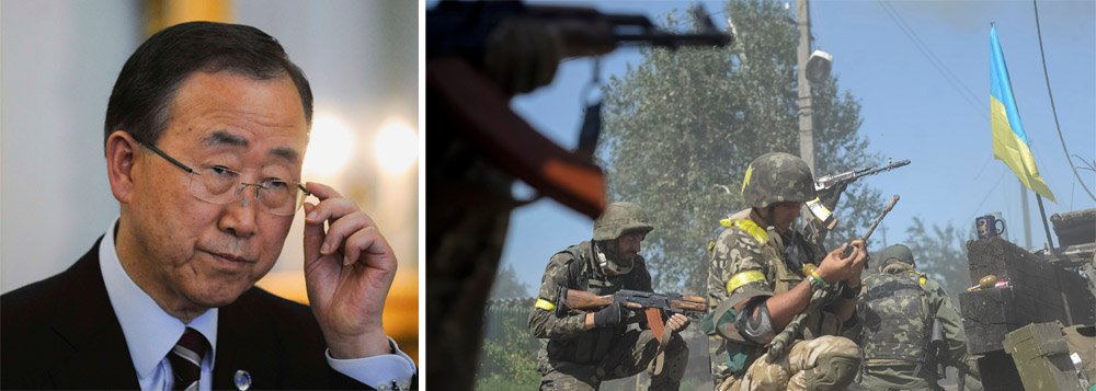 Secretário-geral da Organização das Nações Unidas (ONU), Ban Ki-moon, disse que está profundamente preocupado com a situação na Ucrânia e quer evitar a deterioração da crise que “evoluiu para uma situação caótica e perigosa”; ele destacou os avanços no Leste da Ucrânia por insurgentes pró-russos, que Kiev diz serem apoiados por forças russas, mas Moscou insiste serem rebeldes separatistas (Foto: Roberta Namour) Secretário-geral da Organização das Nações Unidas (ONU), Ban Ki-moon, disse que está profundamente preocupado com a situação na Ucrânia e quer evitar a deterioração da crise que “evoluiu para uma situação caótica e perigosa”; ele destacou os avanços no Leste da Ucrânia por insurgentes pró-russos, que Kiev diz serem apoiados por forças russas, mas Moscou insiste serem rebeldes separatistas