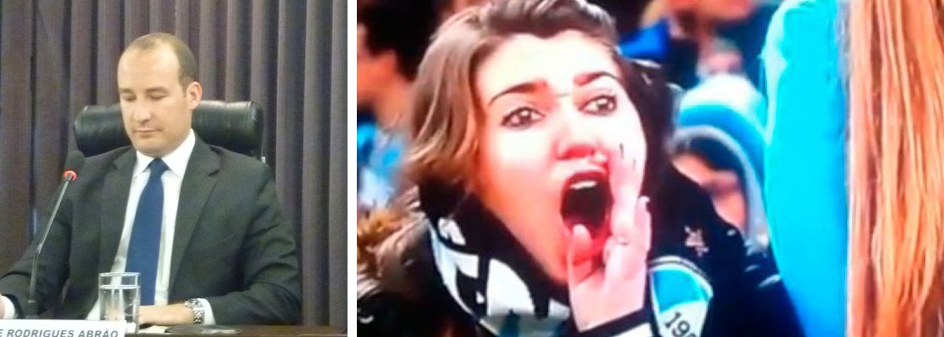 Guilherme Rodrigues Abrão informou ter desistido de defender a torcedora do Grêmio Patrícia Moreira, que chamou de "macaco" o goleiro do Santos, Aranha, durante partida em Porto Alegre (RS); Abrão, que se diz conselheiro do clube gaúcho, disse que "é melhor ter outro profissional para não ter essa relação com o Grêmio"; tricolor corre o risco de ser expulso da Copa do Brasil; além de Patrícia, afastada do seu trabalho, outro torcedor foi intimado a depor; ambos podem ser indiciados por injúria qualificada (Foto: Leonardo Lucena) Guilherme Rodrigues Abrão informou ter desistido de defender a torcedora do Grêmio Patrícia Moreira, que chamou de "macaco" o goleiro do Santos, Aranha, durante partida em Porto Alegre (RS); Abrão, que se diz conselheiro do clube gaúcho, disse que "é melhor ter outro profissional para não ter essa relação com o Grêmio"; tricolor corre o risco de ser expulso da Copa do Brasil; além de Patrícia, afastada do seu trabalho, outro torcedor foi intimado a depor; ambos podem ser indiciados por injúria qualificada