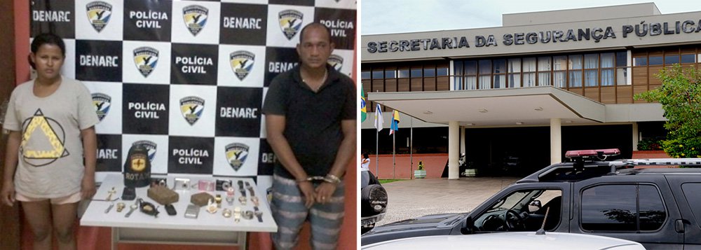 Policiais civis da Delegacia Estadual de Repressão a Narcóticos (Denarc) e policiais militares da Rotam efetuaram na noite desta quarta-feira, 19, a prisão em flagrante de Fernando Ramos, 29 anos e de sua companheira, Cristina Pereira de Oliveira, 22 anos; segundo a Secretaria de Segurança Pública (SSP), os dois são apontados como responsáveis pela venda de drogas nas imediações de instituições de ensino superior de Palmas; com o casal a polícia apreendeu duas porções de crack, uma balança de precisão, além de um quilo de maconha (Foto: Aquiles Lins) Policiais civis da Delegacia Estadual de Repressão a Narcóticos (Denarc) e policiais militares da Rotam efetuaram na noite desta quarta-feira, 19, a prisão em flagrante de Fernando Ramos, 29 anos e de sua companheira, Cristina Pereira de Oliveira, 22 anos; segundo a Secretaria de Segurança Pública (SSP), os dois são apontados como responsáveis pela venda de drogas nas imediações de instituições de ensino superior de Palmas; com o casal a polícia apreendeu duas porções de crack, uma balança de precisão, além de um quilo de maconha