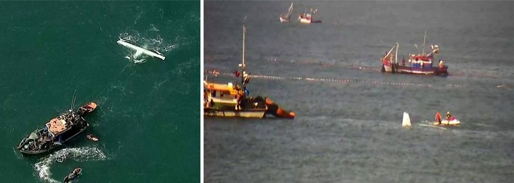 Um monomotor fez um pouso no mar, a 200 metros da areia da Praia do Leblon, na Zona Sul do Rio; segundo o Corpo de Bombeiros, o piloto Gabriel Carvalho Belchior, 31 anos; e o copiloto Luis Felipe de Mattos Saback, de 56, foram resgatados, sem ferimentos, por um barco pesqueiro que passava pelo local; o avião havia decolado do Aeroporto de Jacarepaguá, na Zona Oeste, e teria apresentado problemas no motor; as causas ainda não foram identificadas (Foto: Felipe L. Goncalves) Um monomotor fez um pouso no mar, a 200 metros da areia da Praia do Leblon, na Zona Sul do Rio; segundo o Corpo de Bombeiros, o piloto Gabriel Carvalho Belchior, 31 anos; e o copiloto Luis Felipe de Mattos Saback, de 56, foram resgatados, sem ferimentos, por um barco pesqueiro que passava pelo local; o avião havia decolado do Aeroporto de Jacarepaguá, na Zona Oeste, e teria apresentado problemas no motor; as causas ainda não foram identificadas
