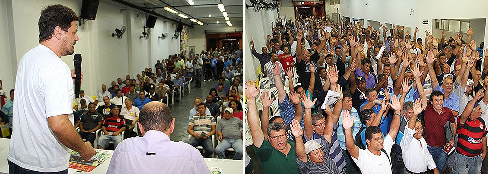 Centenas de trabalhadores da Sabesp aprovaram greve a partir do dia 19 de março por tempo indeterminado; de janeiro a fevereiro foram demitidos cerca de 400 trabalhadores, e em março já estão agendadas 160 homologações no sindicato; “Somos totalmente contra qualquer demissão. Os trabalhadores e a população não podem ser penalizados enquanto a Sabesp quer agradar e atender a demanda dos acionistas”, disse o presidente do Sintaema, Rene Vicente (Foto: Roberta Namour) Centenas de trabalhadores da Sabesp aprovaram greve a partir do dia 19 de março por tempo indeterminado; de janeiro a fevereiro foram demitidos cerca de 400 trabalhadores, e em março já estão agendadas 160 homologações no sindicato; “Somos totalmente contra qualquer demissão. Os trabalhadores e a população não podem ser penalizados enquanto a Sabesp quer agradar e atender a demanda dos acionistas”, disse o presidente do Sintaema, Rene Vicente
