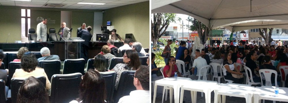 Durante audiência no Tribunal de Justiça de Alagoas (TJ-AL), os sindicatos que representam os servidores do município de Maceió decidiram suspender a greve – que já durava um mês - e aceitar a proposta apresentada pela Prefeitura; as repartições públicas voltam a funcionar normalmente nesta quinta-feira (11) (Foto: Voney Malta) Durante audiência no Tribunal de Justiça de Alagoas (TJ-AL), os sindicatos que representam os servidores do município de Maceió decidiram suspender a greve – que já durava um mês - e aceitar a proposta apresentada pela Prefeitura; as repartições públicas voltam a funcionar normalmente nesta quinta-feira (11)
