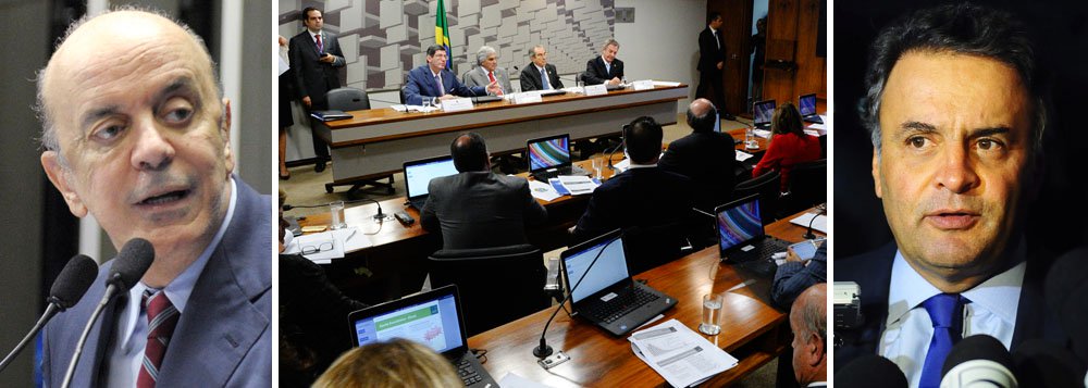 Cacique tucano revelou ter conversado por 40 minutos com o ministro da Fazenda, Joaquim Levy, e disse estar disposto a ajudar nas negociações do projeto que obriga o governo a regulamentar o novo indexador da dívida de Estados e municípios; ontem, durante a exposição do ministro na Comissão de Assuntos Econômicos (CAE) do Senado, os dois mantiveram um diálogo cordial, determinante para adiar a votação, uma vitória do ministro; e abriram um canal de interlocução entre governo e oposição; ainda sonhando com a presidência, José Serra vai tentar se mostrar um opositor mais qualificado do que Aécio até 2018 (Foto: Gisele Federicce) Cacique tucano revelou ter conversado por 40 minutos com o ministro da Fazenda, Joaquim Levy, e disse estar disposto a ajudar nas negociações do projeto que obriga o governo a regulamentar o novo indexador da dívida de Estados e municípios; ontem, durante a exposição do ministro na Comissão de Assuntos Econômicos (CAE) do Senado, os dois mantiveram um diálogo cordial, determinante para adiar a votação, uma vitória do ministro; e abriram um canal de interlocução entre governo e oposição; ainda sonhando com a presidência, José Serra vai tentar se mostrar um opositor mais qualificado do que Aécio até 2018