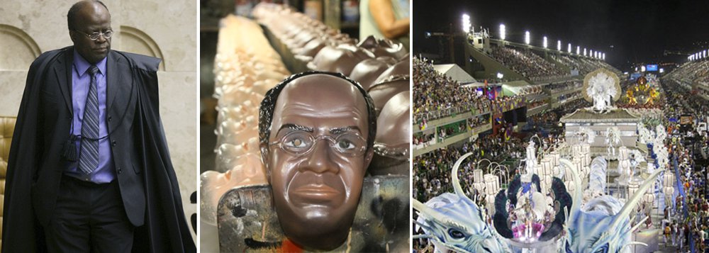 Convite foi feito pela Escola de Samba Estácio de Sá; durante o julgamento da Ação Penal 470, ele já havia sido tema de máscaras de carnaval; projeto do ex-ministro é disputar a presidência da República, em 2018 (Foto: Leonardo Attuch) Convite foi feito pela Escola de Samba Estácio de Sá; durante o julgamento da Ação Penal 470, ele já havia sido tema de máscaras de carnaval; projeto do ex-ministro é disputar a presidência da República, em 2018