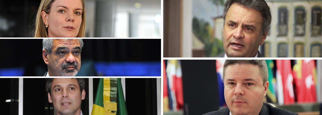 O PT e o PSDB emitiram nesta terça (10) manifestações de apoio aos seus partidários citados na Operação Lava Jato; o PT o fez em nota assinada pela bancada do partido no Senado; já o PSDB saiu em defesa do senador Antonio Anastasia em discurso realizado pelo presidente da legenda, o também senador Aécio Neves; na nota do PT, a bancada manifesta solidariedade à senadora Gleisi Hoffmann e aos senadores Humberto Costa e Lindbergh Farias; eles enfatizam que “compartilham o mesmo estranhamento e a mesma indignação por eles sentida, ao deparar com seus nomes em uma relação obtida sob o regime de delação premiada"; já Aécio disse que "do ponto de vista pessoal, moral", nem Tancredo Neves, Ulysses Guimarães e Teotônio Vilela não superam Anastasia (Foto: Valter Lima) O PT e o PSDB emitiram nesta terça (10) manifestações de apoio aos seus partidários citados na Operação Lava Jato; o PT o fez em nota assinada pela bancada do partido no Senado; já o PSDB saiu em defesa do senador Antonio Anastasia em discurso realizado pelo presidente da legenda, o também senador Aécio Neves; na nota do PT, a bancada manifesta solidariedade à senadora Gleisi Hoffmann e aos senadores Humberto Costa e Lindbergh Farias; eles enfatizam que “compartilham o mesmo estranhamento e a mesma indignação por eles sentida, ao deparar com seus nomes em uma relação obtida sob o regime de delação premiada"; já Aécio disse que "do ponto de vista pessoal, moral", nem Tancredo Neves, Ulysses Guimarães e Teotônio Vilela não superam Anastasia