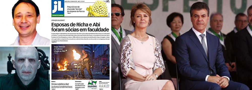 Primeira-dama do Paraná, Fernanda Richa foi sócia de Eloiza Antoun, esposa de Luiz Abi Antoun, preso na Operação Voldemort (nome dado em razão da semelhança entre os dois), numa faculdade privada; parente de Richa, Luiz Abi, que foi às ruas contra a corrupção no dia 15 de março, é acusado, numa delação premiada, de organizar a captação de recursos ilícitos para Richa em suas campanhas; informações explosivas são do Jornal de Londrina, base eleitoral do atual governador paranaense, que é do PSDB (Foto: Leonardo Attuch) www.brasil247.com - Primeira-dama do Paraná, Fernanda Richa foi sócia de Eloiza Antoun, esposa de Luiz Abi Antoun, preso na Operação Voldemort (nome dado em razão da semelhança entre os dois), numa faculdade privada; parente de Richa, Luiz Abi, que foi às ruas contra a corrupção no dia 15 de março, é acusado, numa delação premiada, de organizar a captação de recursos ilícitos para Richa em suas campanhas; informações explosivas são do Jornal de Londrina, base eleitoral do atual governador paranaense, que é do PSDB