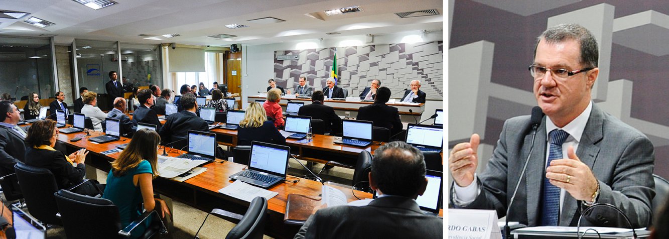 Carlos Gabas respondeu a perguntas e escolheu exemplos práticos para justificar e sensibilizar senadores sobre a necessidade de aprovação da medida provisória (MP) 664. Ele participou nesta terça-feira (7) de audiência pública na Comissão de Assuntos Econômicos (CAE) do Senado (Foto: Gisele Federicce) Carlos Gabas respondeu a perguntas e escolheu exemplos práticos para justificar e sensibilizar senadores sobre a necessidade de aprovação da medida provisória (MP) 664. Ele participou nesta terça-feira (7) de audiência pública na Comissão de Assuntos Econômicos (CAE) do Senado