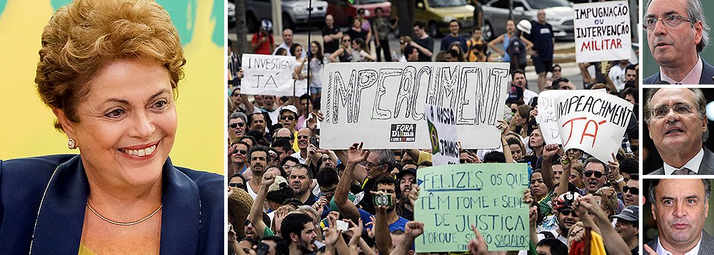 O efeito colateral dos pedidos de investigação apresentados pelo procurador Rodrigo Janot é o sepultamento de qualquer fio de esperança relacionado ao impeachment da presidente Dilma Rousseff; um pedido de investigação teria que ser aceito pela Câmara dos Deputados, presidida por Eduardo Cunha (PMDB-RJ), que está na lista de Janot; uma votação, passaria pelo Senado, presidido por Renan Calheiros (PMDB-AL), que também será alvo de um inquérito; além disso, depois que um dos líderes da oposição, senador Aécio Neves (PSDB-MG), pediu cautela, qualquer aventura antidemocrática perderá credibilidade; o impeachment morreu (Foto: Leonardo Attuch) O efeito colateral dos pedidos de investigação apresentados pelo procurador Rodrigo Janot é o sepultamento de qualquer fio de esperança relacionado ao impeachment da presidente Dilma Rousseff; um pedido de investigação teria que ser aceito pela Câmara dos Deputados, presidida por Eduardo Cunha (PMDB-RJ), que está na lista de Janot; uma votação, passaria pelo Senado, presidido por Renan Calheiros (PMDB-AL), que também será alvo de um inquérito; além disso, depois que um dos líderes da oposição, senador Aécio Neves (PSDB-MG), pediu cautela, qualquer aventura antidemocrática perderá credibilidade; o impeachment morreu