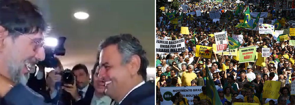 Justificativa foi dada pelo senador tucano ao cantor Lobão, quando o roqueiro esteve no Congresso para protestar contra a votação do projeto que propunha a alteração da meta fiscal, nessa semana; "Aquele negócio do sábado lá, me pediram para dar uma força, mas eu não estava programado para ir", afirmou Aécio Neves; parlamentar foi criticado por ter defendido o protesto, mas ter passado o fim de semana em Santa Catarina com a família (Foto: Gisele Federicce) Justificativa foi dada pelo senador tucano ao cantor Lobão, quando o roqueiro esteve no Congresso para protestar contra a votação do projeto que propunha a alteração da meta fiscal, nessa semana; "Aquele negócio do sábado lá, me pediram para dar uma força, mas eu não estava programado para ir", afirmou Aécio Neves; parlamentar foi criticado por ter defendido o protesto, mas ter passado o fim de semana em Santa Catarina com a família