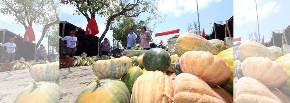 Já é tradição; todos os anos, no mês de setembro, feirantes de acampamentos e assentamentos realizam um encontro do campo com a cidade através da Feira da Reforma Agrária, em Maceió; é a expressa de um vínculo entre o campo e a cidade, do cultivo à comercialização dos alimentos, da cultura popular e os saberes tradicionais do homem e da mulher camponeses (Foto: Voney Malta) Já é tradição; todos os anos, no mês de setembro, feirantes de acampamentos e assentamentos realizam um encontro do campo com a cidade através da Feira da Reforma Agrária, em Maceió; é a expressa de um vínculo entre o campo e a cidade, do cultivo à comercialização dos alimentos, da cultura popular e os saberes tradicionais do homem e da mulher camponeses