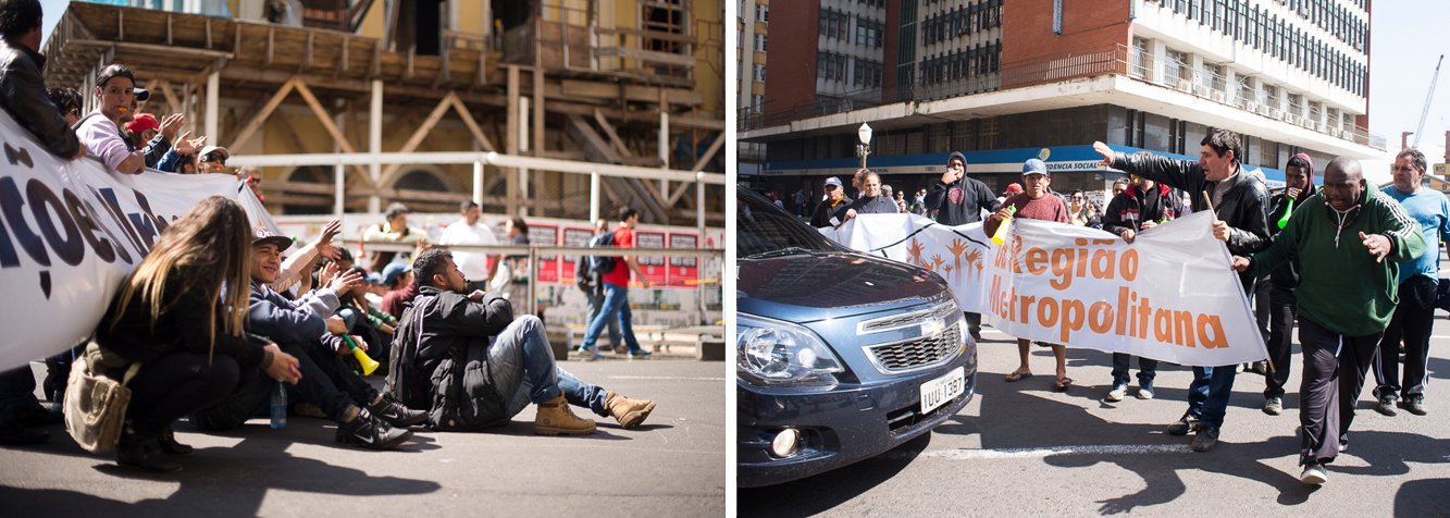 Moradores de diversas ocupações de Porto Alegre protestaram pedindo o fim dos despejos e diálogo com a Prefeitura, trancando a esquina de duas avenidas por três horas; a mobilização foi planejada após a reintegração de posse da ocupação Dois Irmãos, na semana passada, e reivindicou principalmente a suspensão do despejo de área ocupada próximo à Hípica, na zona Sul da cidade (Foto: Leonardo Lucena) Moradores de diversas ocupações de Porto Alegre protestaram pedindo o fim dos despejos e diálogo com a Prefeitura, trancando a esquina de duas avenidas por três horas; a mobilização foi planejada após a reintegração de posse da ocupação Dois Irmãos, na semana passada, e reivindicou principalmente a suspensão do despejo de área ocupada próximo à Hípica, na zona Sul da cidade