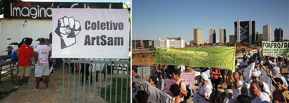 Sem equipamentos como praças, salas de cinema e bibliotecas, jovens questionam a ausência de maior participação política; esta foi a opção do Artsam (Arte Solidária, Autônoma e Militância); o grupo reúne jovens que, por meio de diversas expressões culturais, como a música e o teatro, procuram dialogar com a comunidade (Foto: Leonardo Attuch) Sem equipamentos como praças, salas de cinema e bibliotecas, jovens questionam a ausência de maior participação política; esta foi a opção do Artsam (Arte Solidária, Autônoma e Militância); o grupo reúne jovens que, por meio de diversas expressões culturais, como a música e o teatro, procuram dialogar com a comunidade