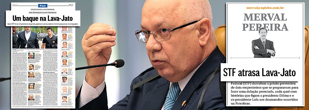 Jornal da família Marinho e seu porta-voz, o jornalista Merval Pereira, foram os únicos a condenar a decisão do Supremo Tribunal Federal que garantiu ao empresário Ricardo Pessoa, da UTC Engenharia, e a outros oito executivos presos na Lava Jato, o direito de responder em liberdade; "A decisão do STF estremeceu o comando da Lava Jato, pois a manutenção das prisões preventivas acabava forçando os executivos das empreiteiras a aceitar os benefícios da delação premiada", diz reportagem do jornal; Merval lamentou que a decisão tenha ocorrido quando dois executivos, segundo ele, se preparavam para delatar o ex-presidente Lula e a presidente Dilma Rousseff; segundo o ministro Teori Zavascki, prender para forçar delação seria “medida medievalesca, que cobriria de vergonha nossa sociedade” (Foto: Leonardo Attuch) www.brasil247.com - Jornal da família Marinho e seu porta-voz, o jornalista Merval Pereira, foram os únicos a condenar a decisão do Supremo Tribunal Federal que garantiu ao empresário Ricardo Pessoa, da UTC Engenharia, e a outros oito executivos presos na Lava Jato, o direito de responder em liberdade; "A decisão do STF estremeceu o comando da Lava Jato, pois a manutenção das prisões preventivas acabava forçando os executivos das empreiteiras a aceitar os benefícios da delação premiada", diz reportagem do jornal; Merval lamentou que a decisão tenha ocorrido quando dois executivos, segundo ele, se preparavam para delatar o ex-presidente Lula e a presidente Dilma Rousseff; segundo o ministro Teori Zavascki, prender para forçar delação seria “medida medievalesca, que cobriria de vergonha nossa sociedade”