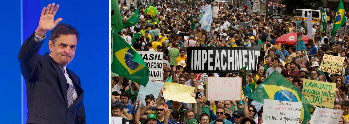 O senador Aécio Neves (PSDB) está disposto a participar da manifestação marcada para domingo (12) que tem como foco a crítica ao governo da presidente Dilma Rousseff; ele sinalizou a aliados que deve estar presente no ato em Belo Horizonte ao lado de outros membros do PSDB de Minas; líder do PSDB, o senador Cássio Cunha Lima disse que o presidente do partido tem que estar presente porque "política não se faz longe da rua"; para o senador Álvaro Dias, a decisão mais sensata seria a de Aécio não participar dos atos; "Qualquer envolvimento de partidos pode parecer oportunismo", disse (Foto: Valter Lima) O senador Aécio Neves (PSDB) está disposto a participar da manifestação marcada para domingo (12) que tem como foco a crítica ao governo da presidente Dilma Rousseff; ele sinalizou a aliados que deve estar presente no ato em Belo Horizonte ao lado de outros membros do PSDB de Minas; líder do PSDB, o senador Cássio Cunha Lima disse que o presidente do partido tem que estar presente porque "política não se faz longe da rua"; para o senador Álvaro Dias, a decisão mais sensata seria a de Aécio não participar dos atos; "Qualquer envolvimento de partidos pode parecer oportunismo", disse