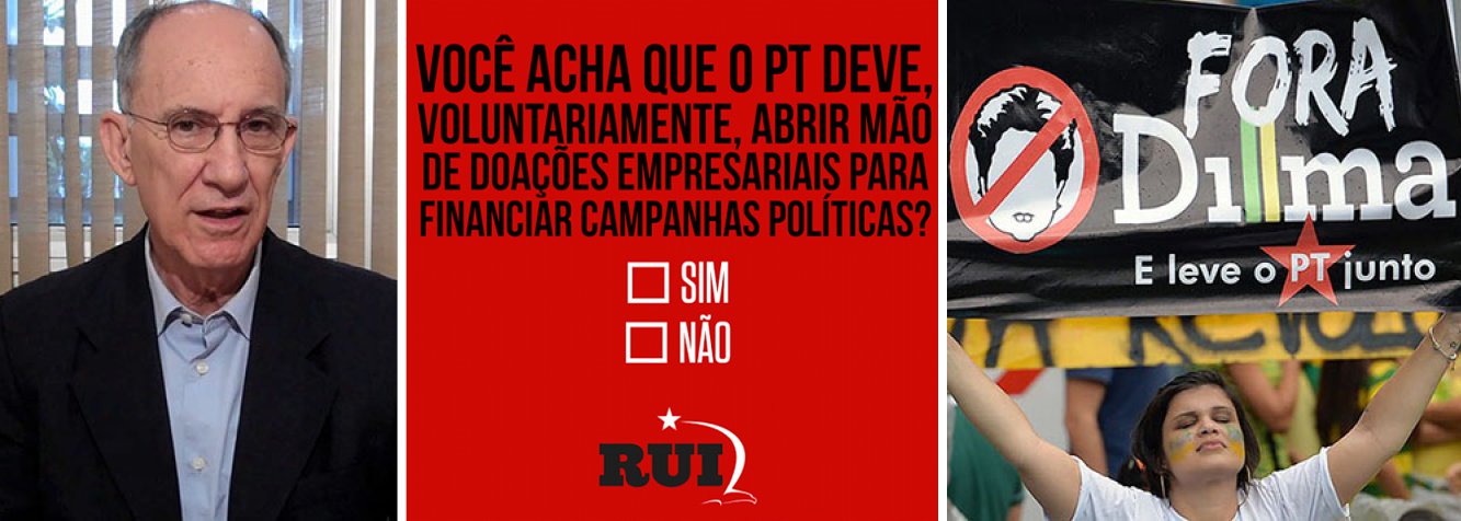 Presidente da legenda, Rui Falcão, defendeu hoje pelo Facebook que o PT abra mão das doações privadas de campanha e lançou uma enquete sobre o tema; "O PT defende o fim do financiamento empresarial de campanha. Eu defendo que nosso partido precisa abrir mão, VOLUNTARIAMENTE, desse tipo de contribuição. E você? Concorda comigo?", perguntou; ele também criticou mais cedo o que chamou de "despolitização generalizada" dos manifestantes que foram às ruas no último domingo, ao mencionar pesquisa que apontou que "42% disseram acreditar que o Partido dos Trabalhadores trouxe ao Brasil 50 mil haitianos para que votassem em Dilma Rousseff em 2014"; "Gente!?", escreveu, incrédulo (Foto: Felipe L. Goncalves) Presidente da legenda, Rui Falcão, defendeu hoje pelo Facebook que o PT abra mão das doações privadas de campanha e lançou uma enquete sobre o tema; "O PT defende o fim do financiamento empresarial de campanha. Eu defendo que nosso partido precisa abrir mão, VOLUNTARIAMENTE, desse tipo de contribuição. E você? Concorda comigo?", perguntou; ele também criticou mais cedo o que chamou de "despolitização generalizada" dos manifestantes que foram às ruas no último domingo, ao mencionar pesquisa que apontou que "42% disseram acreditar que o Partido dos Trabalhadores trouxe ao Brasil 50 mil haitianos para que votassem em Dilma Rousseff em 2014"; "Gente!?", escreveu, incrédulo